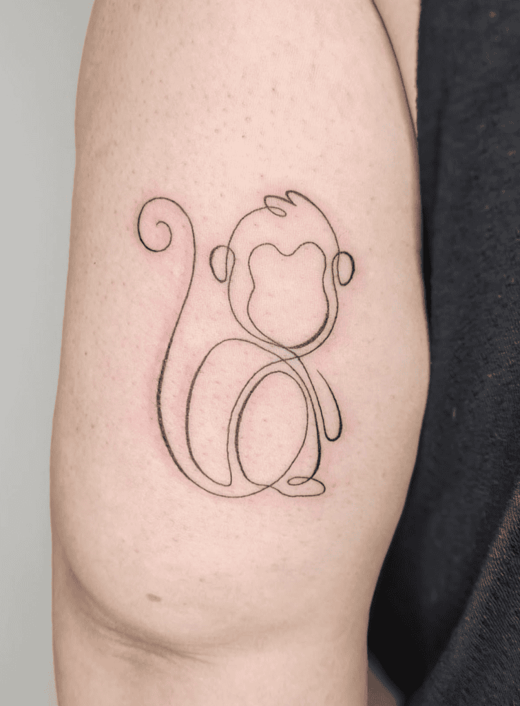 Monkey Simple Lunar Zodiac Tattoo