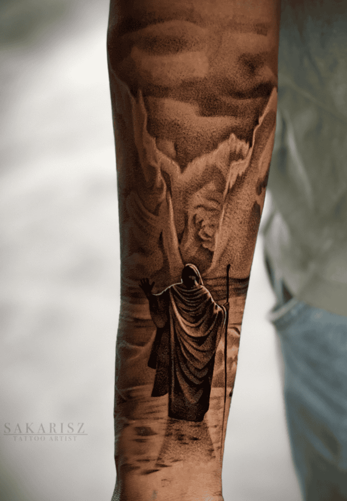 Moses Parting Christian Mythology Tattoo