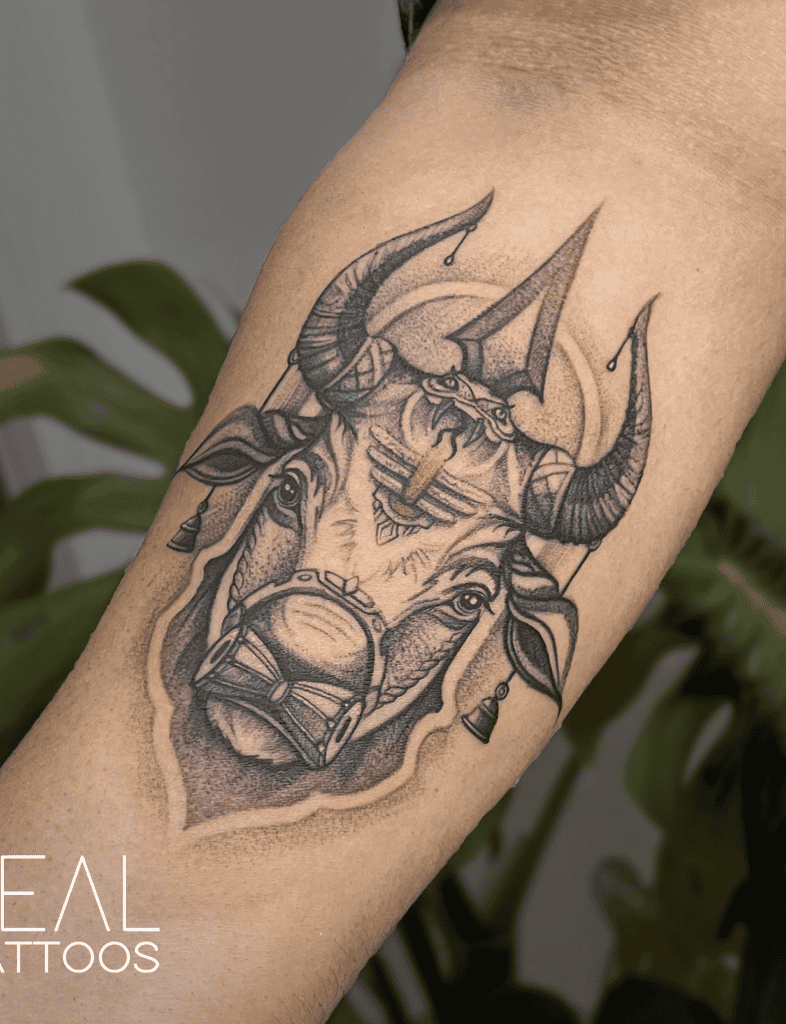 Nandi Bull Hindu Mythology Tattoo