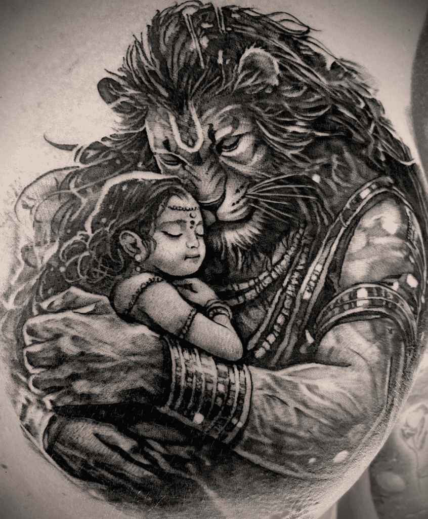 Narasimha Hug Hindu Mythology Tattoo