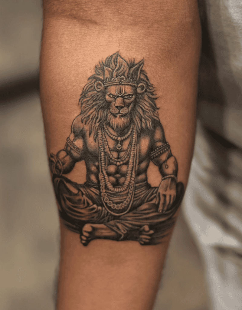 Narasimha Sit Hindu Mythology Tattoo