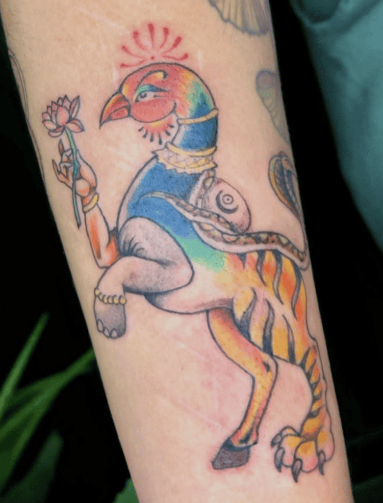 Navagunjara Lotus Hindu Mythology Tattoo