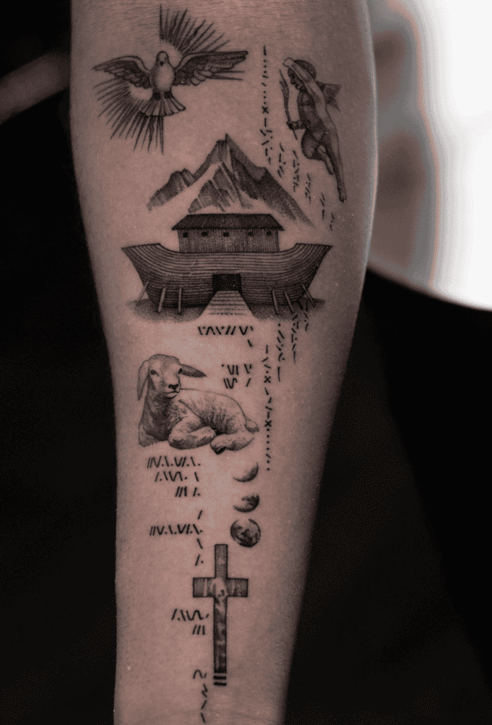 Noah’s Ark Geometric Christian Mythology Tattoo