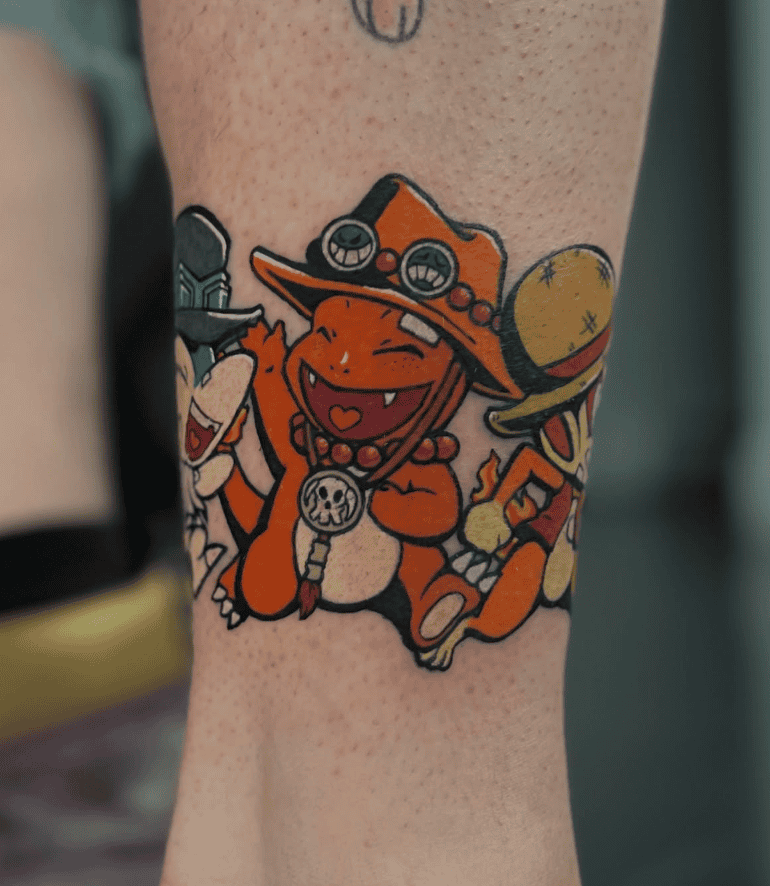 One Piece X Pokémon Charmander Tattoo