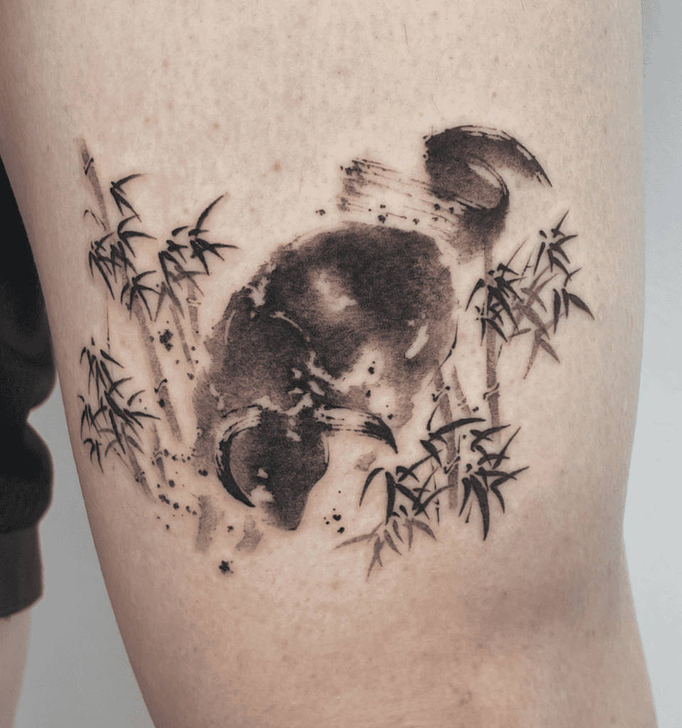 Ox Brush Stroke Lunar Zodiac Tattoo