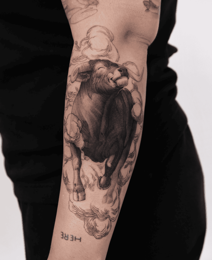 Ox Happy Lunar Zodiac Tattoo
