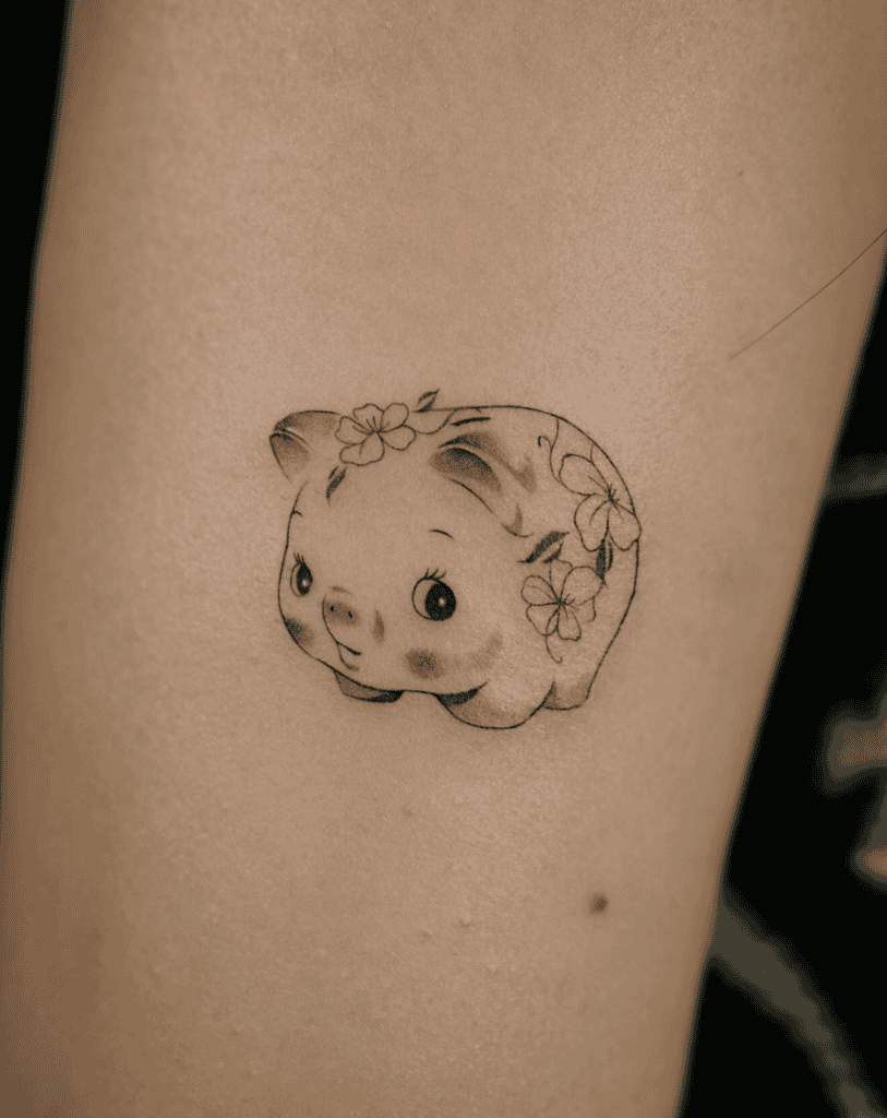 Pig Bank Lunar Zodiac Tattoo