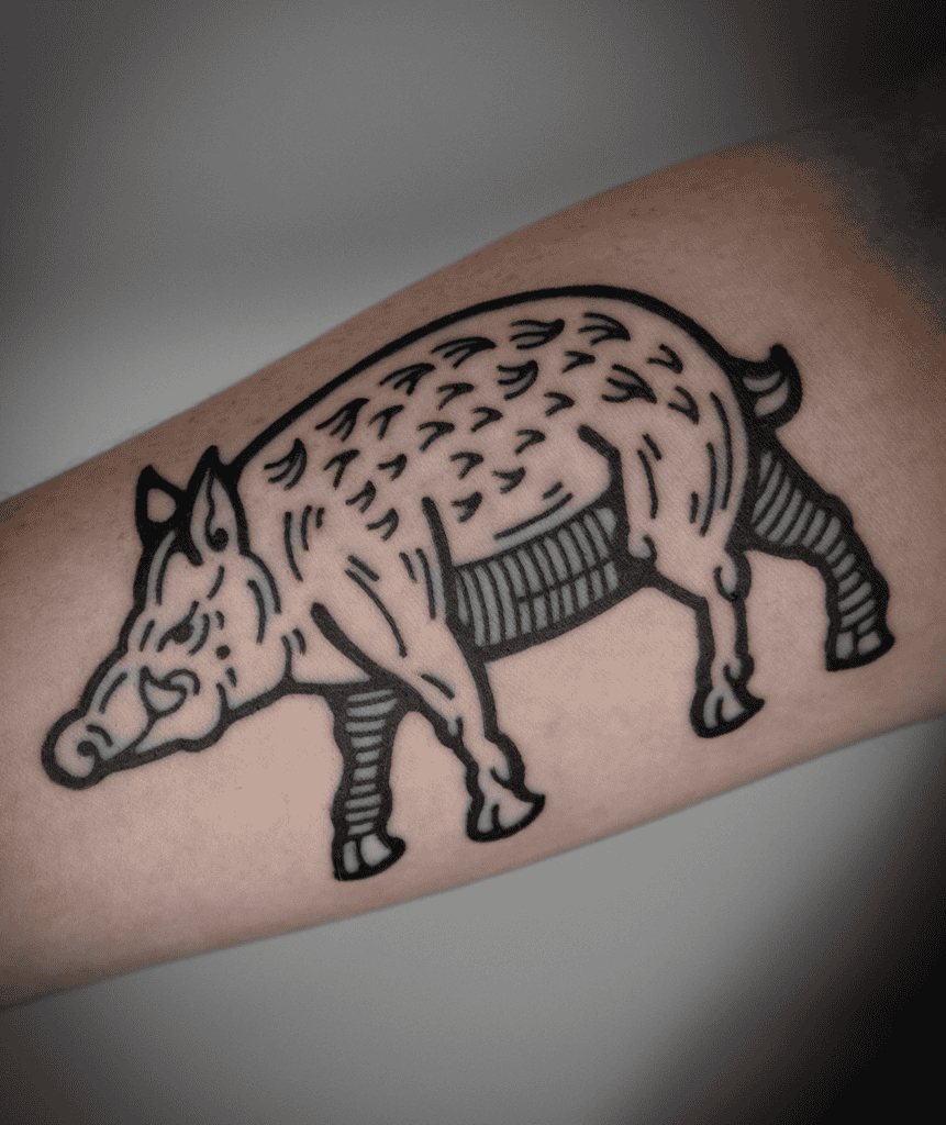 Pig Boar Lunar Zodiac Tattoo