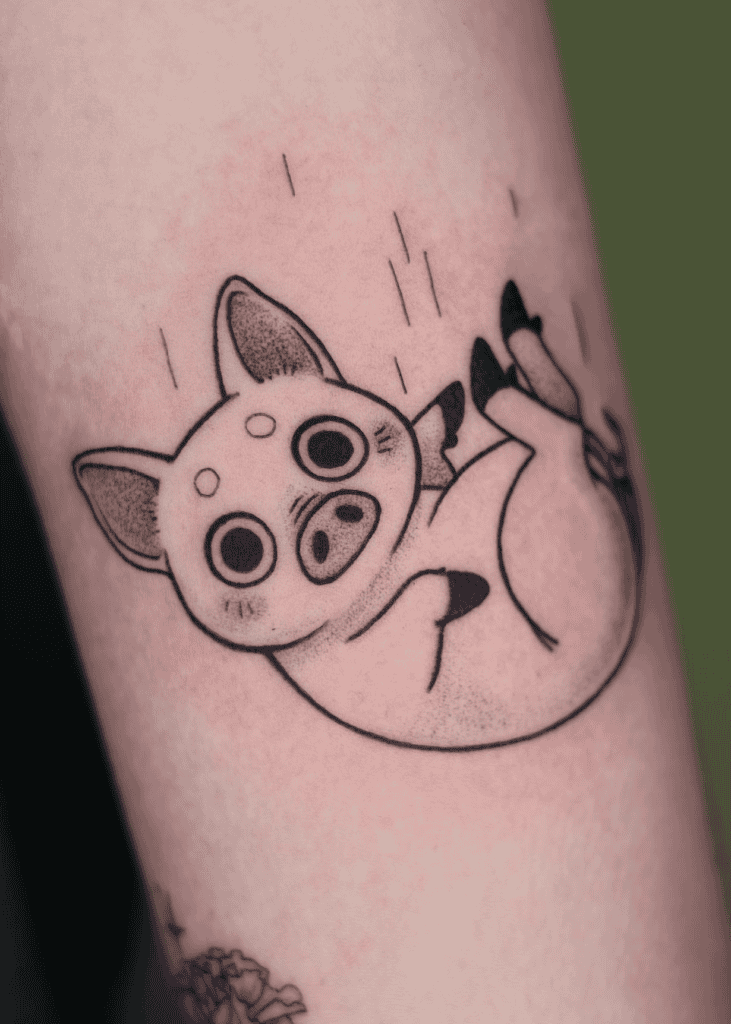 Pig Falling Lunar Zodiac Tattoo