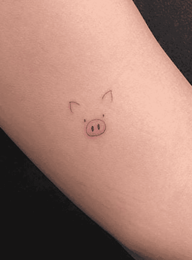Pig Simple Lunar Zodiac Tattoo
