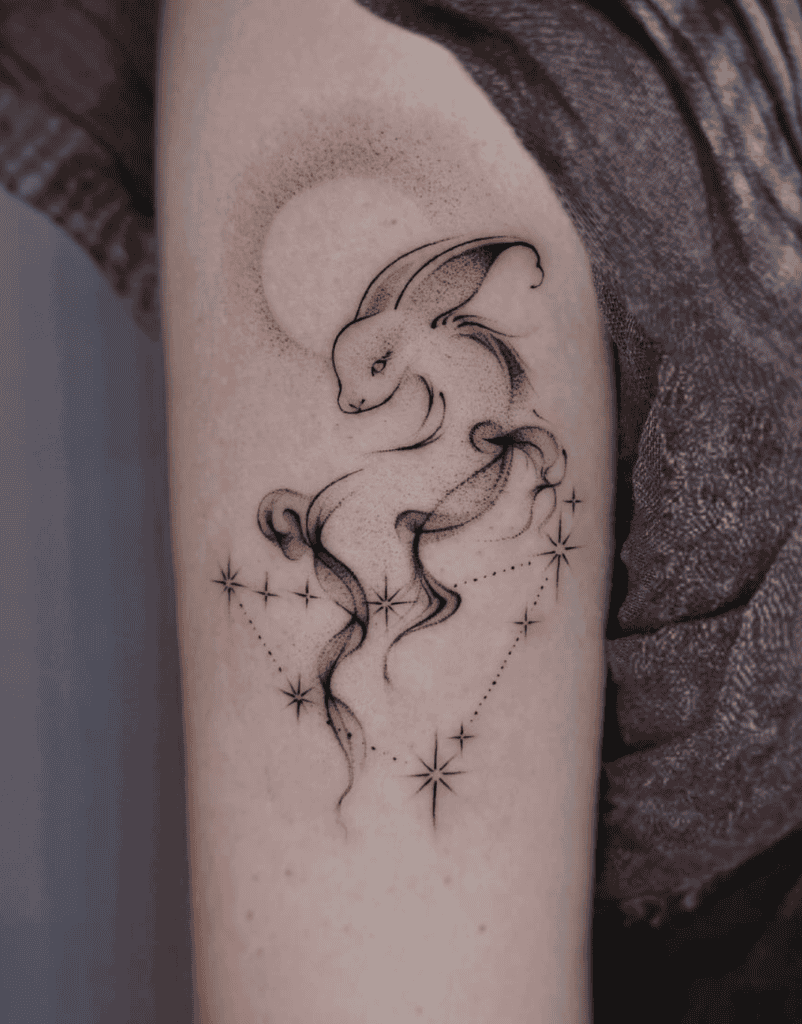 Rabbit Moon Lunar Zodiac Tattoo