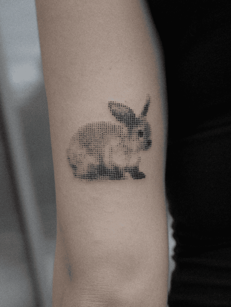 Rabbit Pixel Lunar Zodiac Tattoo