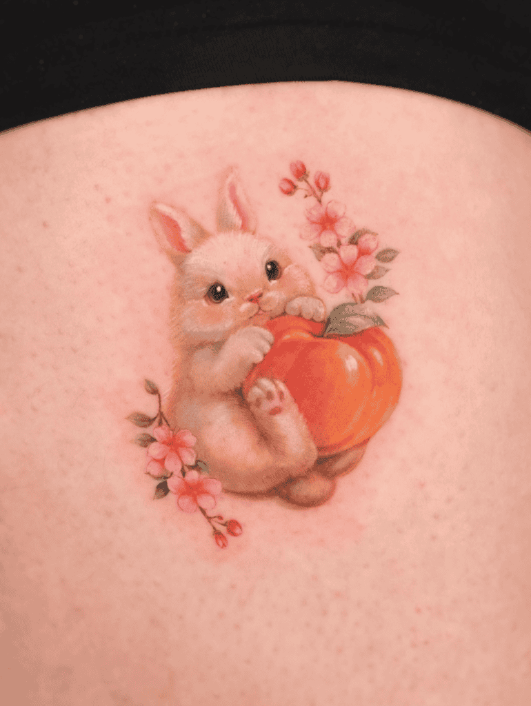 Rabbit Pumpkin Lunar Zodiac Tattoo
