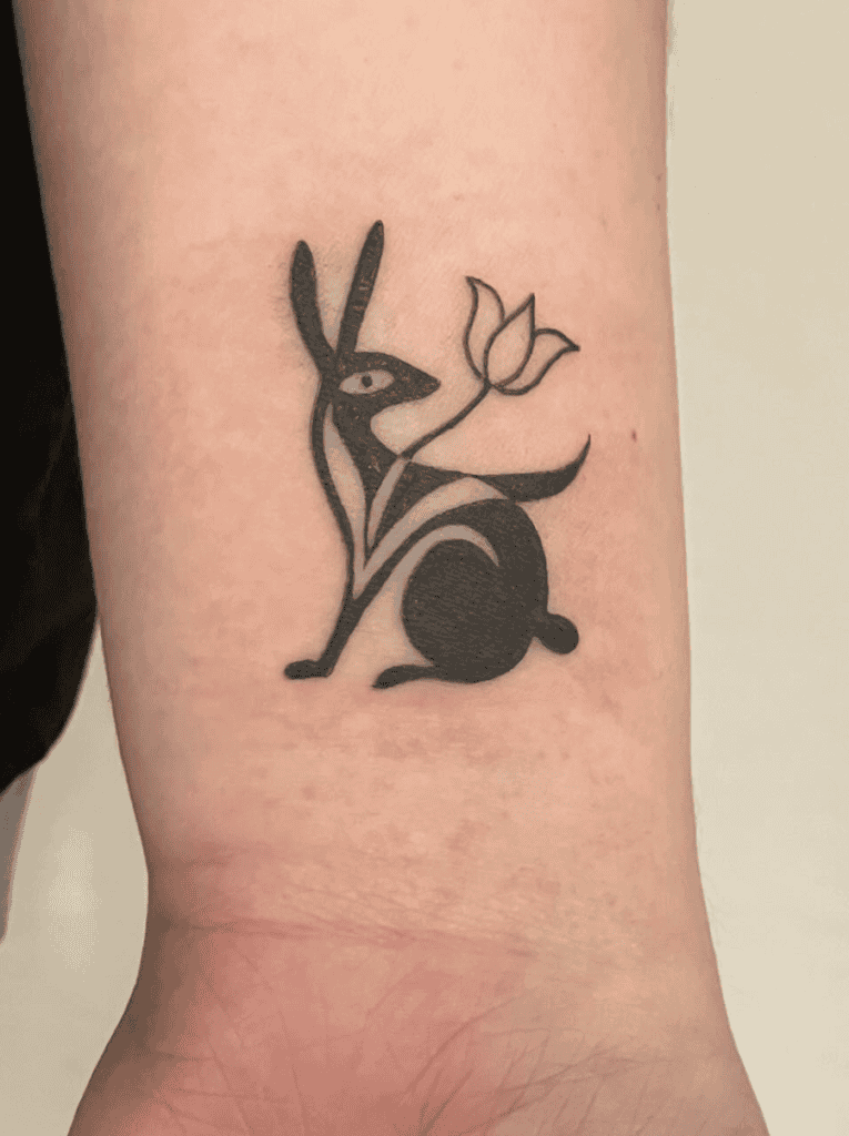 Rabbit Simple Lunar Zodiac Tattoo