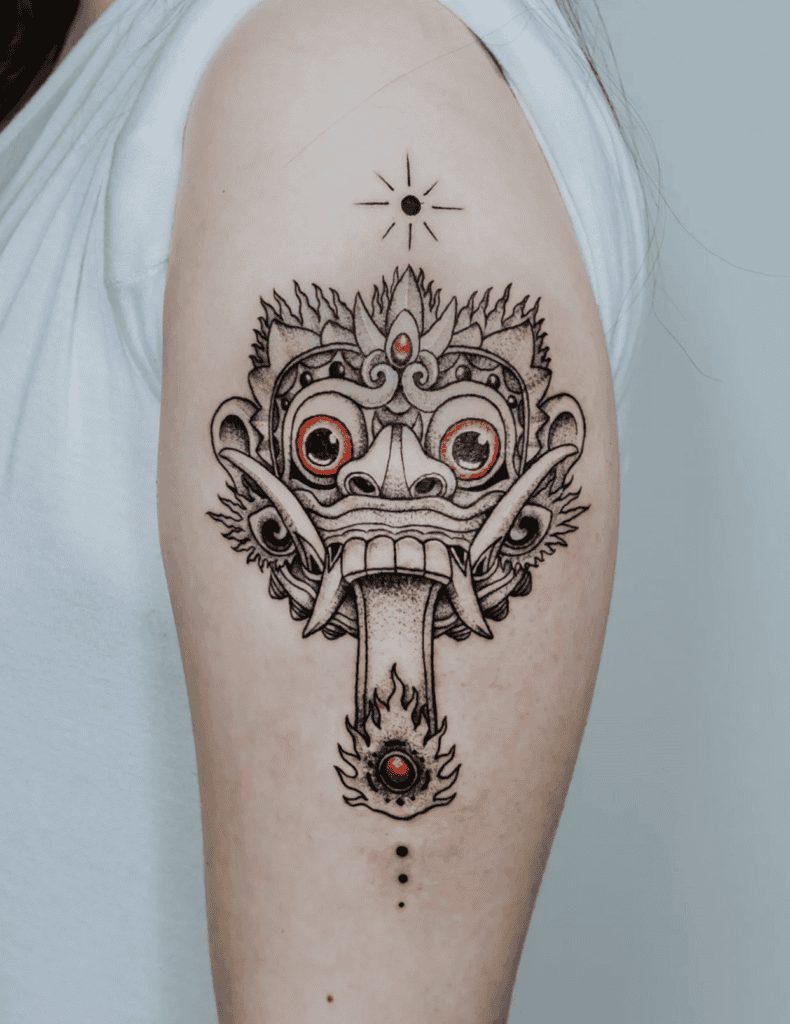 Rangda Tounge Bali Hindu Mythology Tattoo