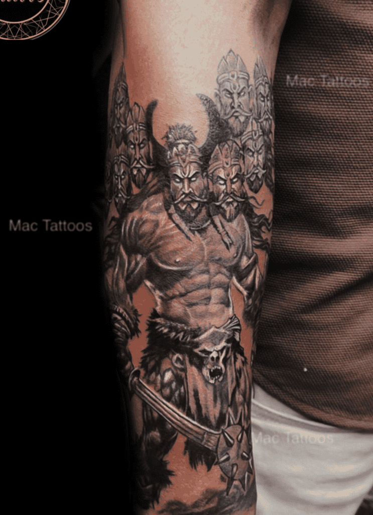 Ravana Battle Hindu Mythology Tattoo
