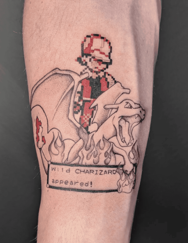 Red Charizard Pokémon Tattoo