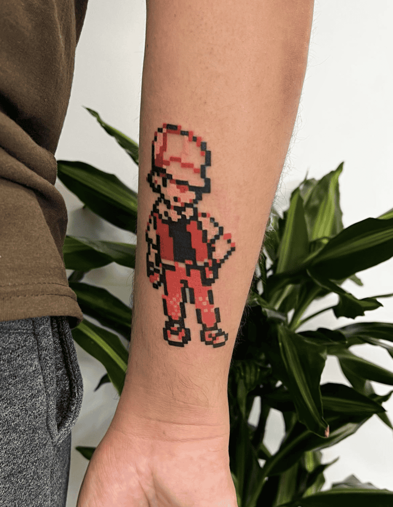 Red Pixel Pokémon Tattoo