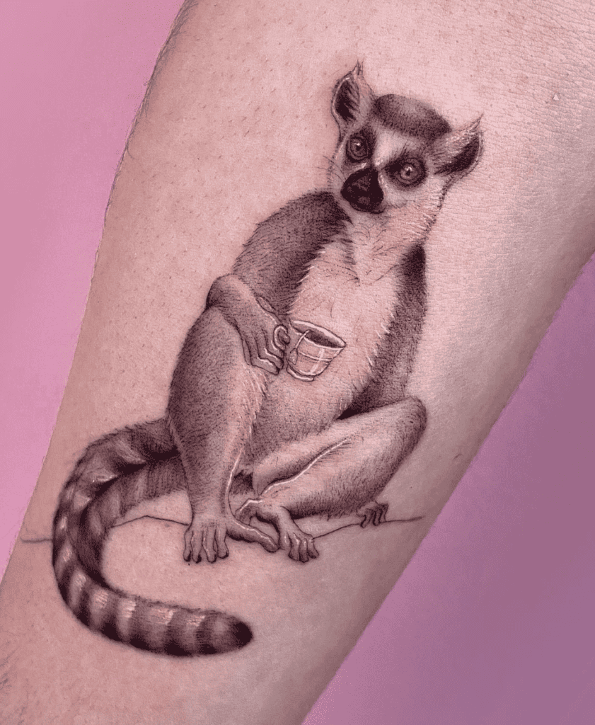 Ring-tailed Lemur Tea Primate Tattoo
