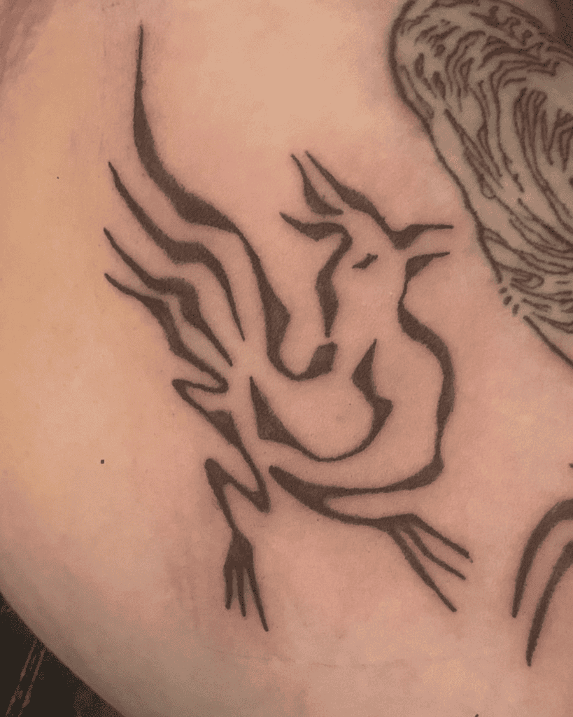 Rooster Simple Lunar Zodiac Tattoo