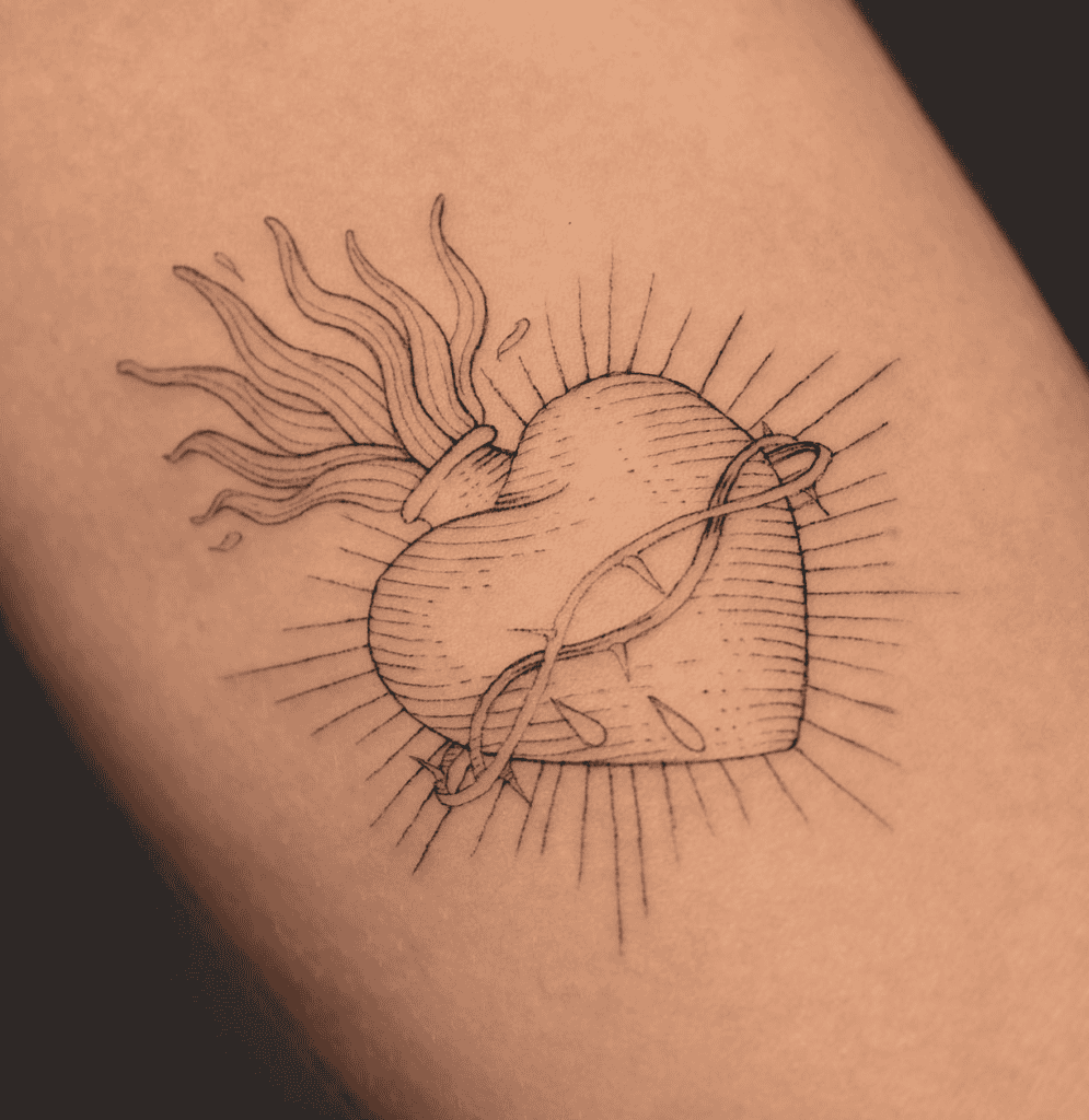 Sacred Heart Thorns Christian Mythology Tattoo