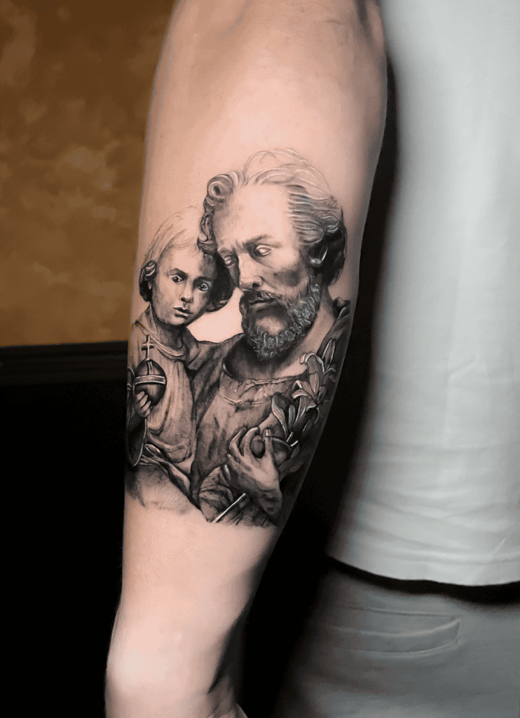 Saint Joseph of Nazareth and Jesus Christian Mythology Tattoo