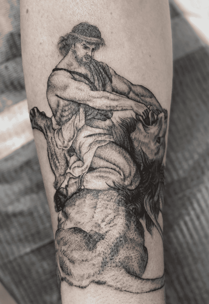 Samson Fight Christian Mythology Tattoo