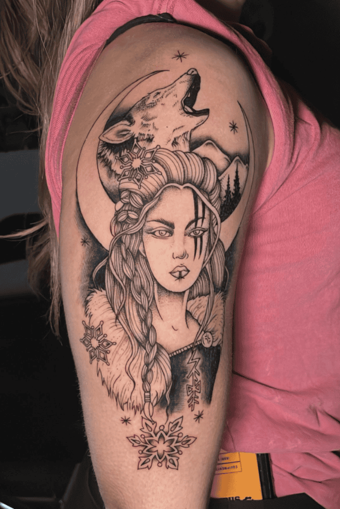 Skadi Moon Norse Mythology Tattoo