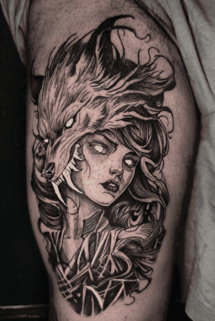 Skadi Wolf Norse Mythology Tattoo