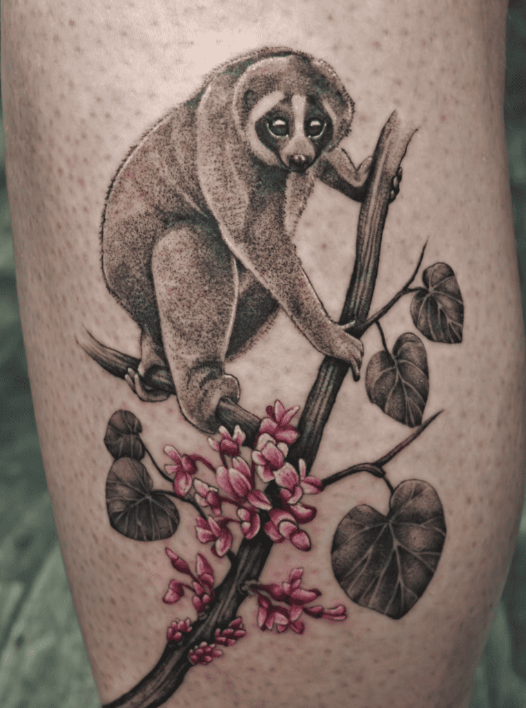 Slow Loris Twig Primate Tattoo