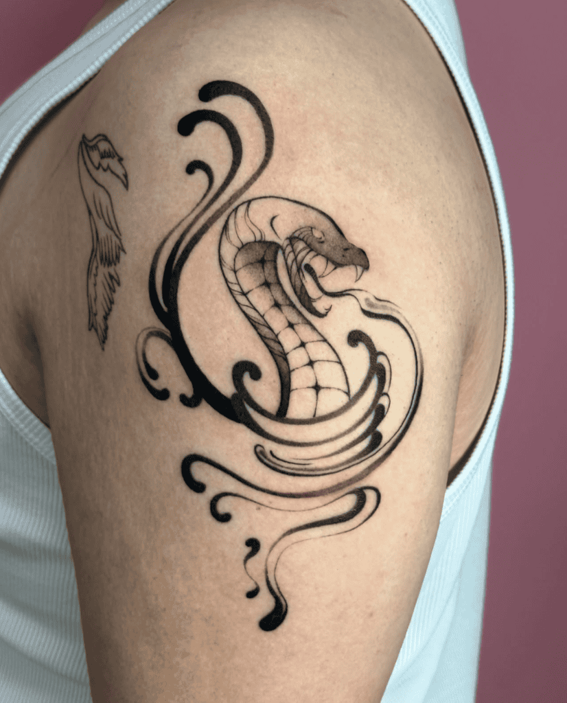 Snake Black Lunar Zodiac Tattoo