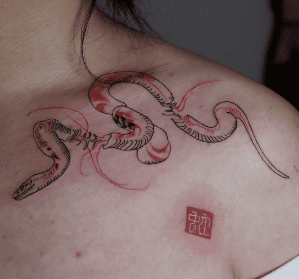 Snake Bone Lunar Zodiac Tattoo