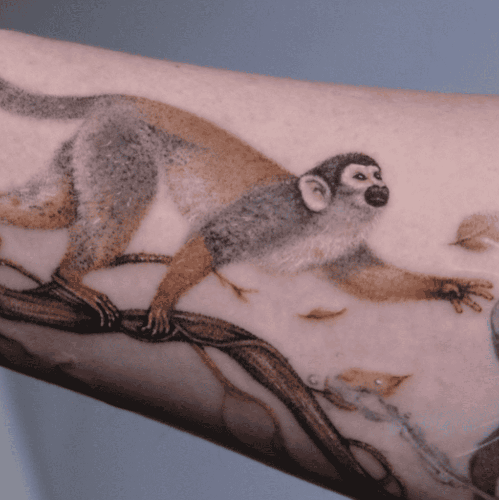Squirrel Monkey Branch Tattoo