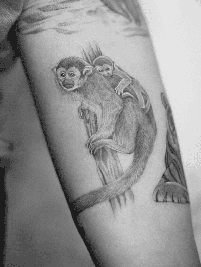 Squirrel Monkey Family Tattoo