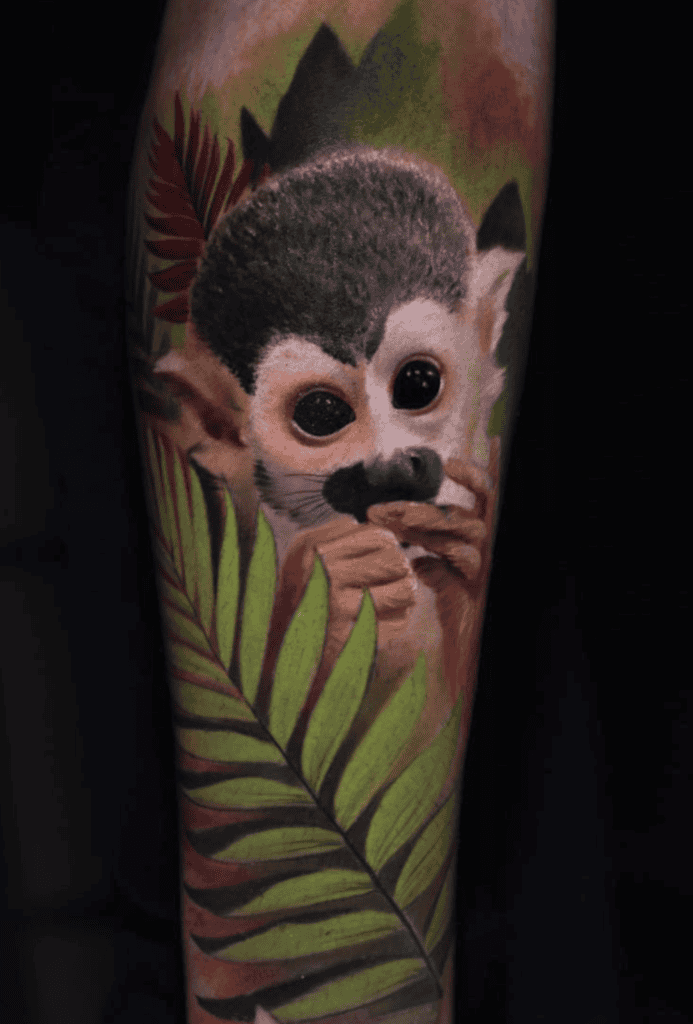 Squirrel Monkey Leaves Tattoo