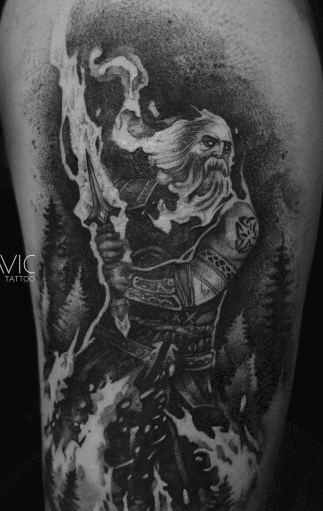 Surtr Flames Norse Mythology Tattoo