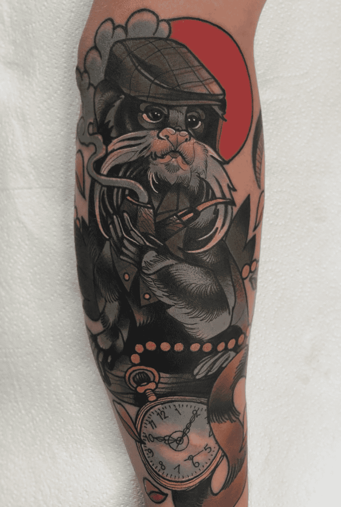 Tamarin Monkey Detective Tattoo