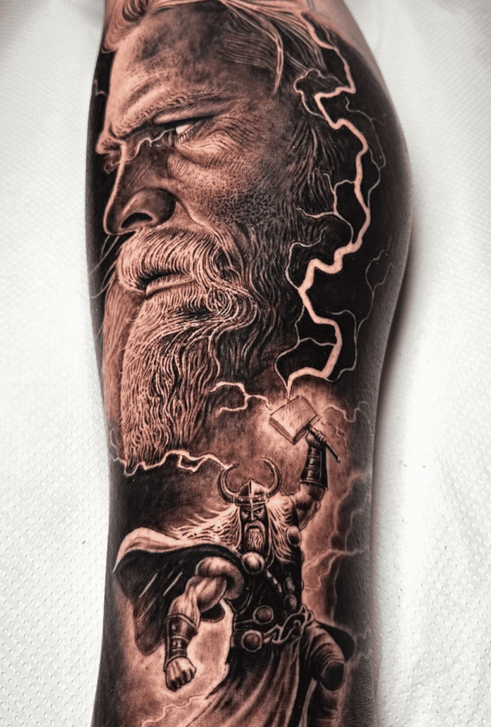 Thor Lightning Norse Mythology Tattoo