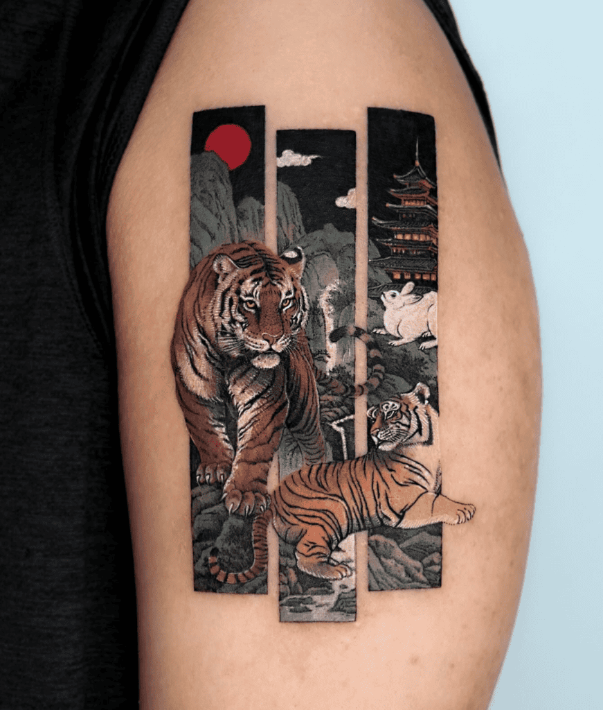 Tiger Frame Lunar Zodiac Tattoo