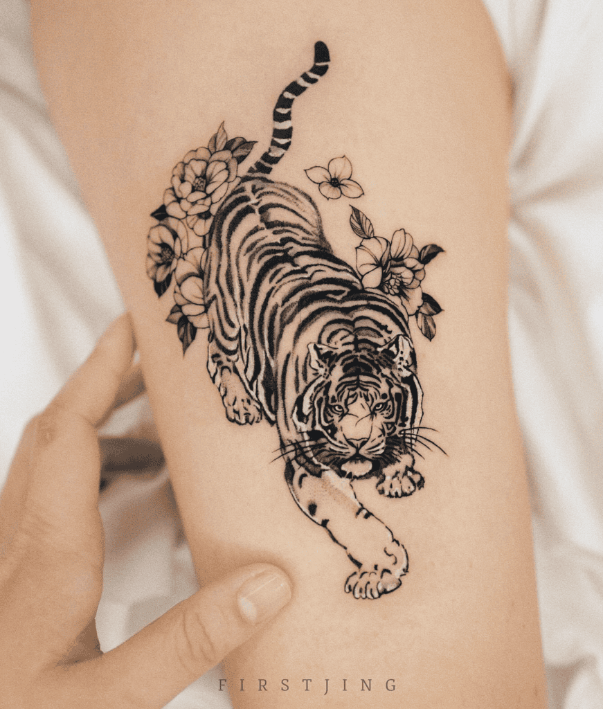 Tiger White Lunar Zodiac Tattoo