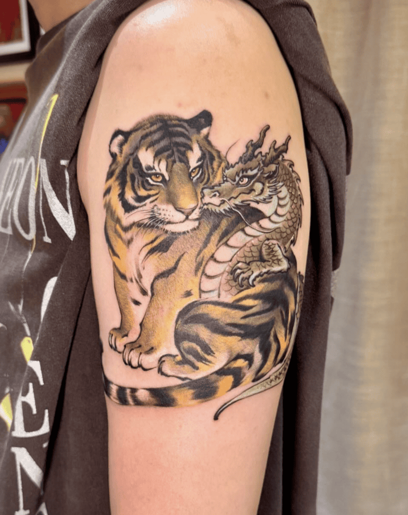 Tiger and Dragon Lunar Zodiac Tattoo