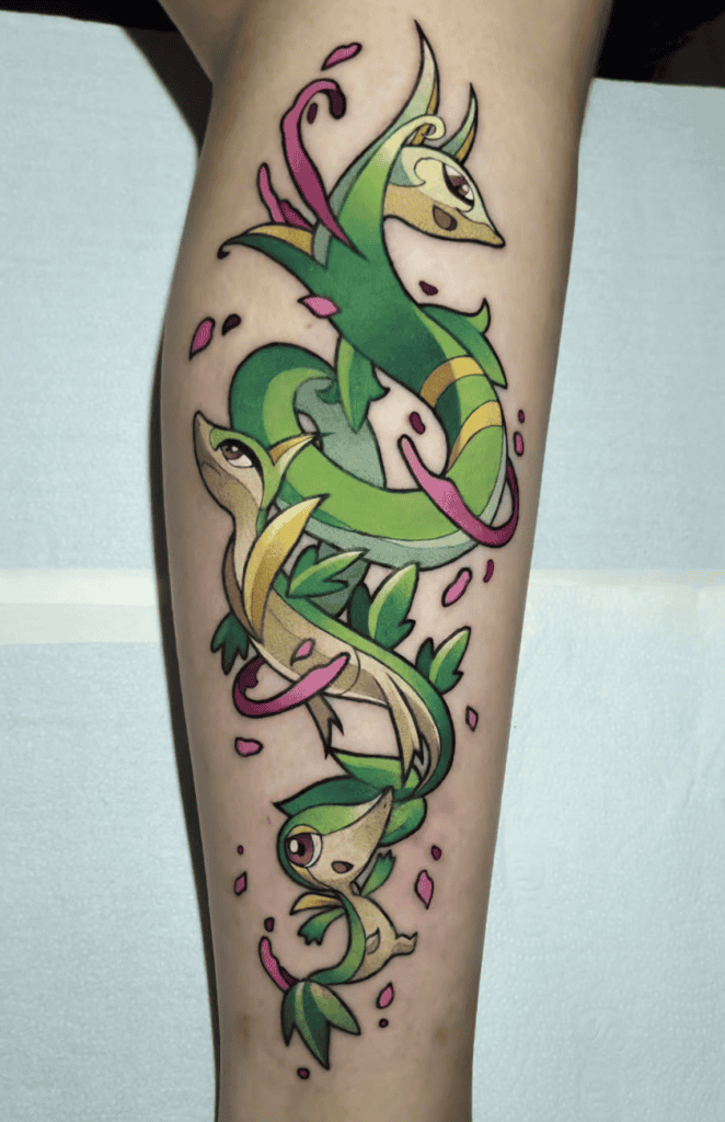 Unova Snivy line Pokémon Tattoo