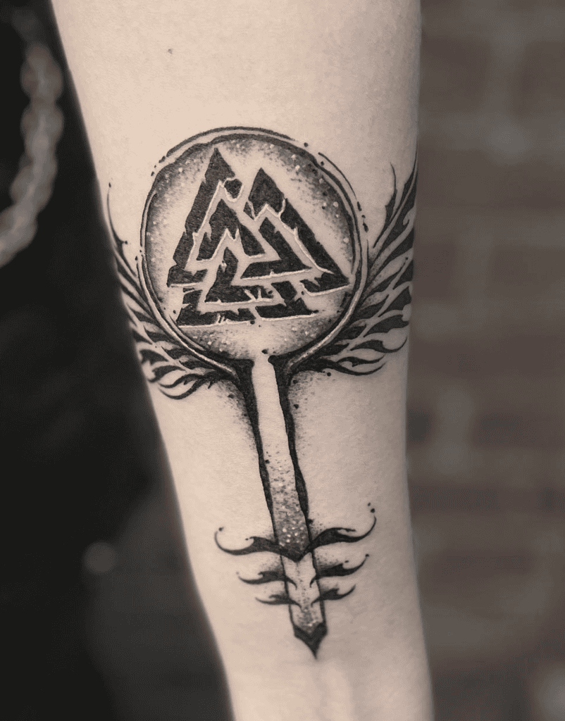 Valknut Key Norse Mythology Tattoo