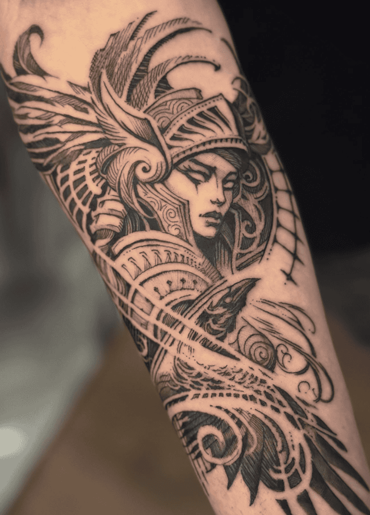 Valkyries Fly Norse Mythology Tattoo