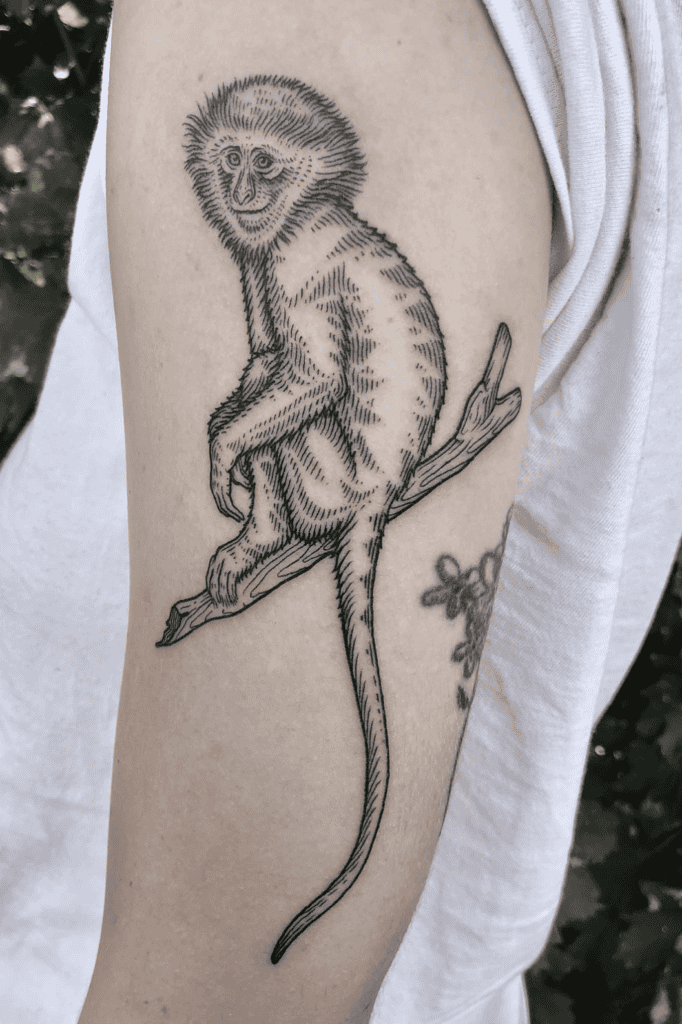 Vervet Monkey Branch Tattoo