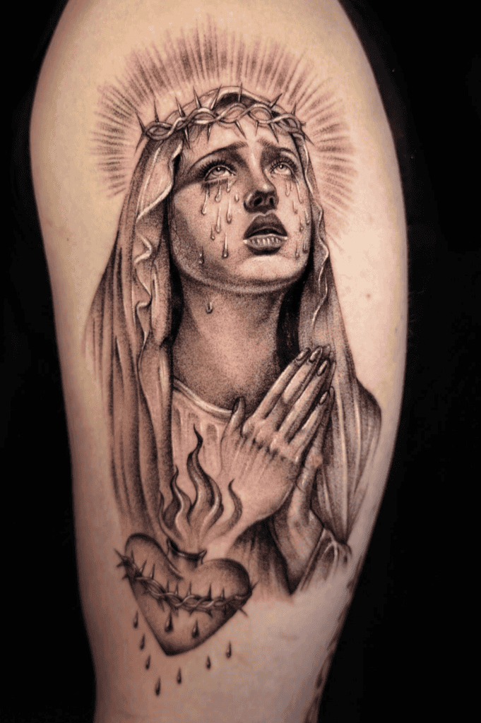 Virgin Mary Tears Christian Mythology Tattoo