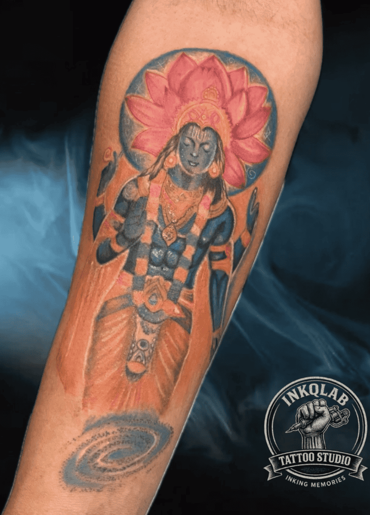 Vishnu Blue Throat Hindu Mythology Tattoo