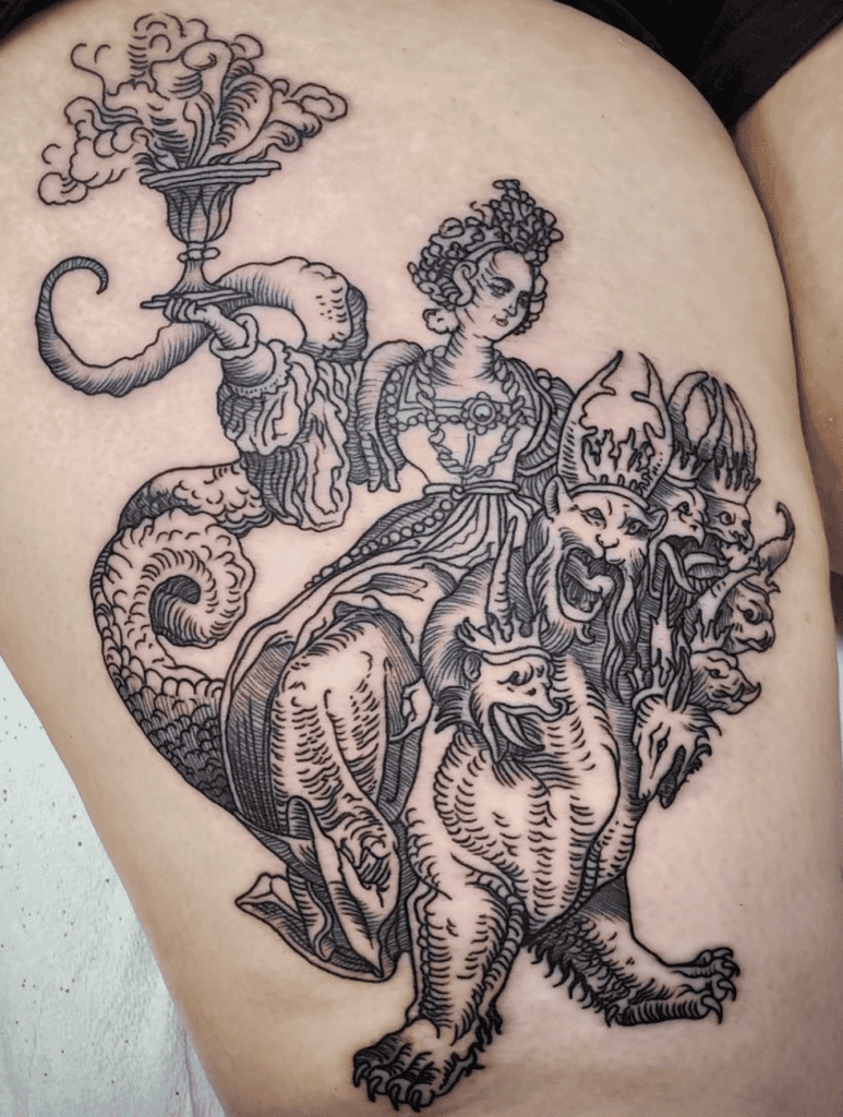 Whore of Babylon Classic Christian Mythology Tattoo