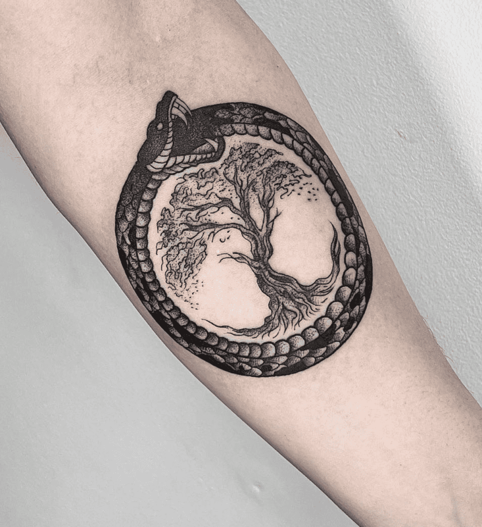Yggdrasil Oroborus Norse Mythology Tattoo