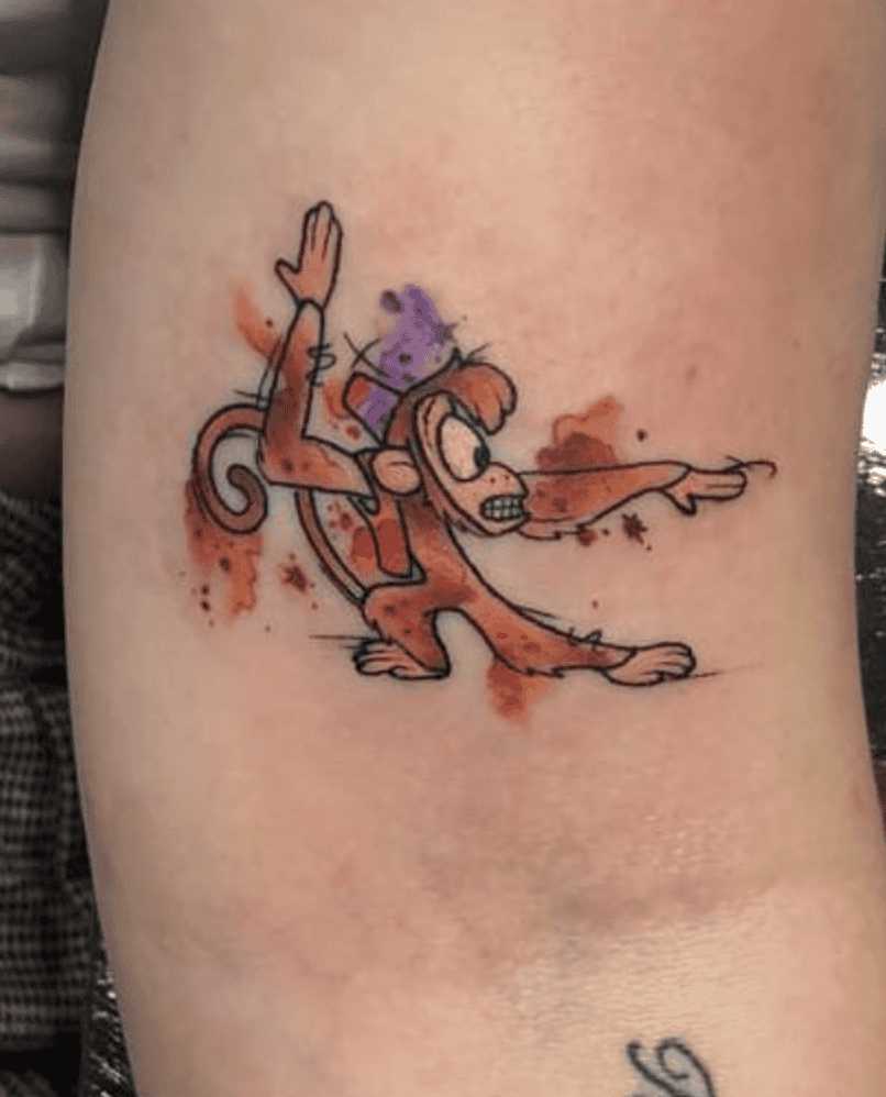 Abu Watercolour Monkey Tattoo